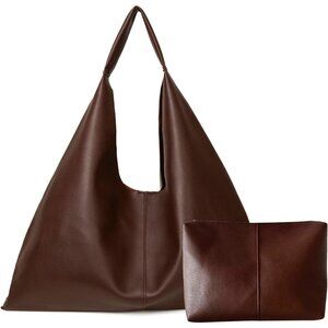 Chic Triangular Vegan Leather Tote - Spacious Handbag with Magnetic Closure